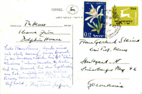 Postkarte von Theodor Heuss an Gertrud Steins