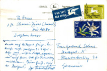 Postkarte von Theodor Heuss an Gertrud Steins