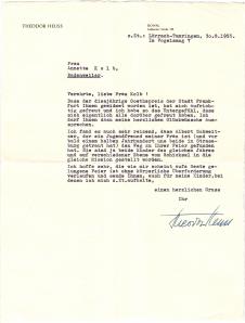 Brief von Theodor Heuss an Annette Kolb