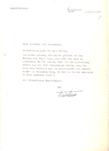 Brief von Theodor Heuss an Herrn Meininger
