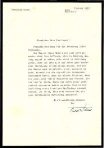 Brief von Theodor Heuss an den Justizrat