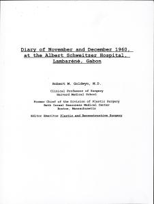 Diary of November and December 1960, at the Albert Schweitzer Hospital, Lambaréné, Gabon
