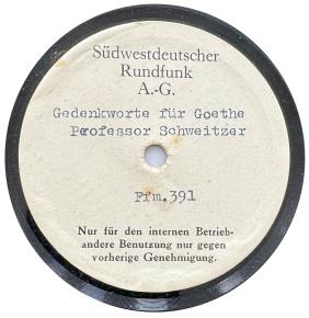 Gedenkworte für Goethe - Professor Schweitzer (Ffm. 391)