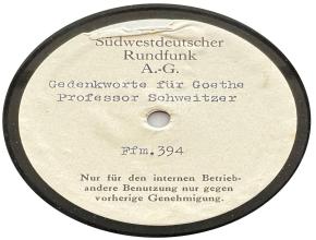 Gedenkworte für Goethe - Professor Schweitzer (Ffm. 394)