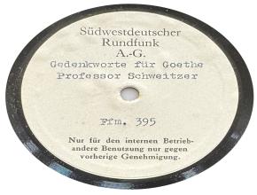 Gedenkworte für Goethe - Professor Schweitzer (Ffm. 395)