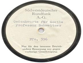 Gedenkworte für Goethe - Professor Schweitzer (Ffm. 396)