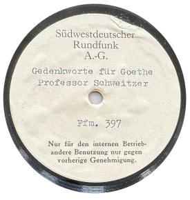Gedenkworte für Goethe - Professor Schweitzer (Ffm. 397)