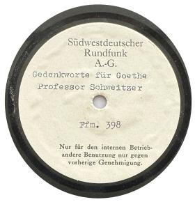 Gedenkworte für Goethe - Professor Schweitzer (Ffm. 398)