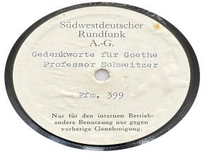 Gedenkworte für Goethe - Professor Schweitzer (Ffm. 399)