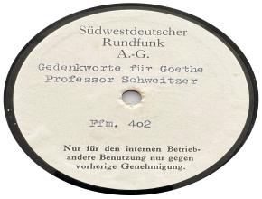 Gedenkworte für Goethe - Professor Schweitzer (Ffm. 402)