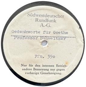 Gedenkworte für Goethe - Professor Schweitzer (Ffm. 390)