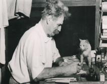 Albert Schweitzer mit Katze Sissi