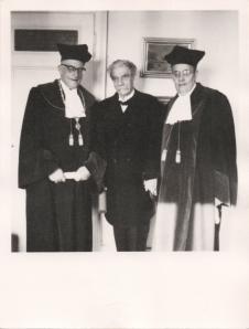 Albert Schweitzer mit Gerhard Rosenkranl und Otto Michel