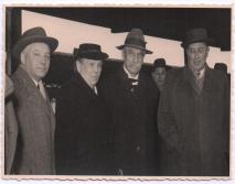 Albert Ehretsmann, Adele Woytt-Schweitzer, Albert Schweizer und Joseph Rey - Abfahrt vom Bahnhof Colmar.