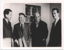 Besuch des CIBA-Labors in Basel - Dr. Albert Wettstein, Dr. H. Baur., Albert Schweitzer und Dr. Peter Speiser